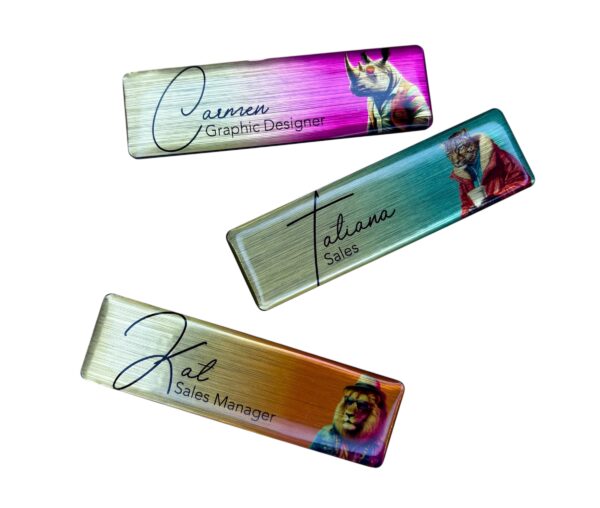 Silver/Gold Domed Name Badge (Magnet Back) - Image 2