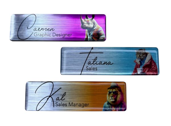 Silver/Gold Domed Name Badge (Magnet Back) - Image 4